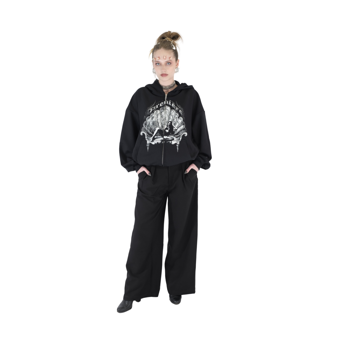 SHELL ZIP HOODIE BLACK