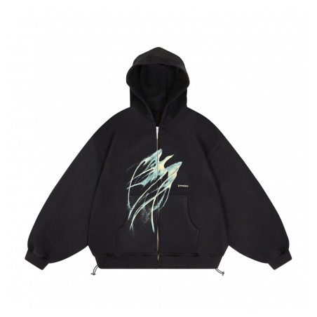BIRD ZIP HOODIE BLACK