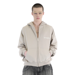 LOGO ZIP HOODIE BEIGE