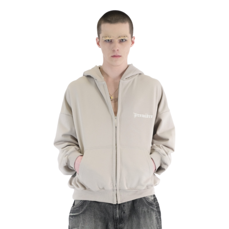 LOGO ZIP HOODIE BEIGE