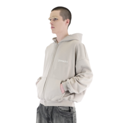 LOGO ZIP HOODIE BEIGE