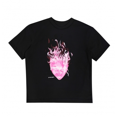 HEAD WITH FLAMES PINK TEE