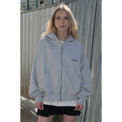 BASIC ZIP HOODIE GREY