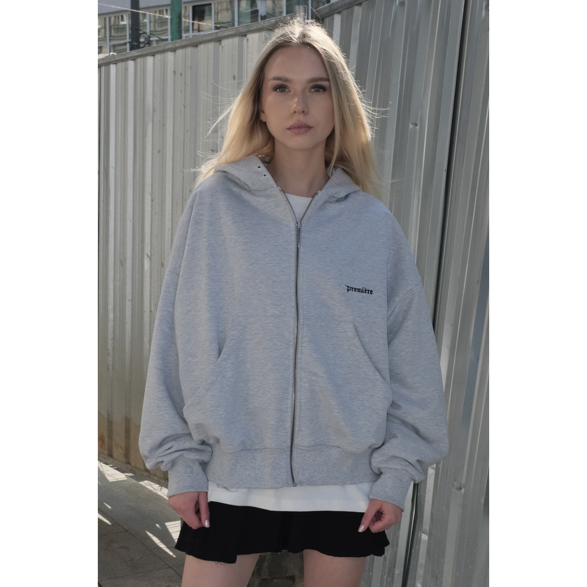 BASIC ZIP HOODIE GREY