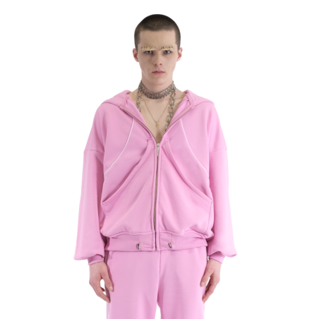 HELIX ZIP HOODIE BABY PINK