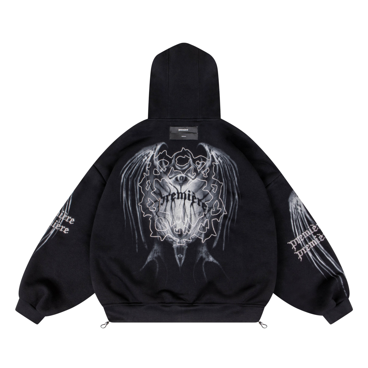 BAT 600GSM ZIP HOODIE BLACK