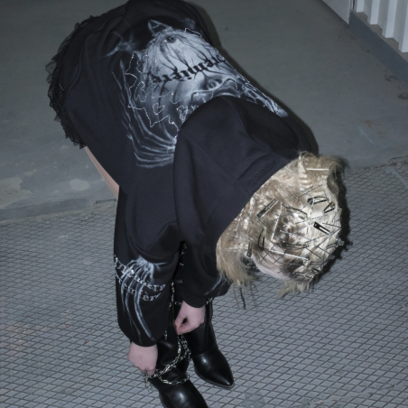 BAT 600GSM ZIP HOODIE BLACK