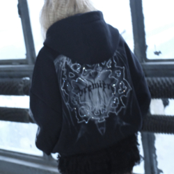 BAT 600GSM ZIP HOODIE BLACK