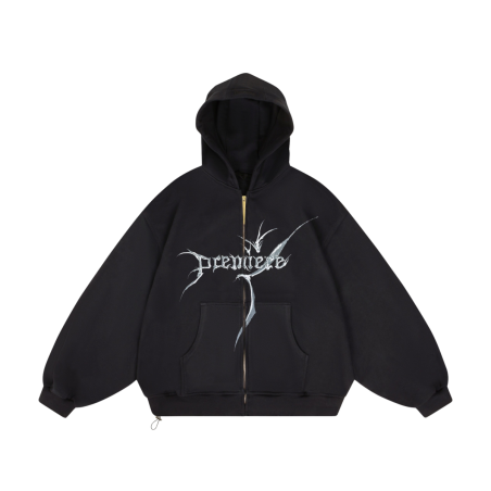STRANGER ZIP HOODIE BLACK