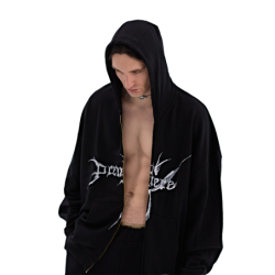 STRANGER ZIP HOODIE BLACK