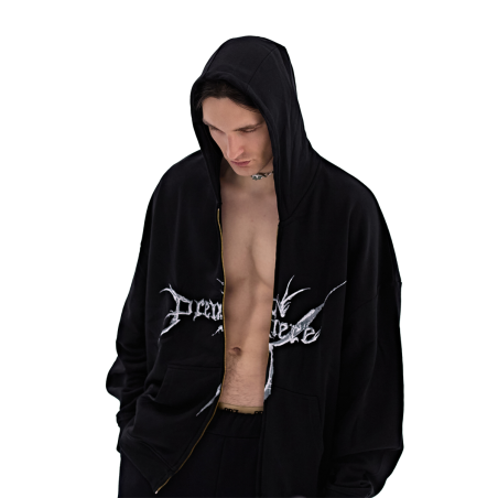STRANGER ZIP HOODIE BLACK