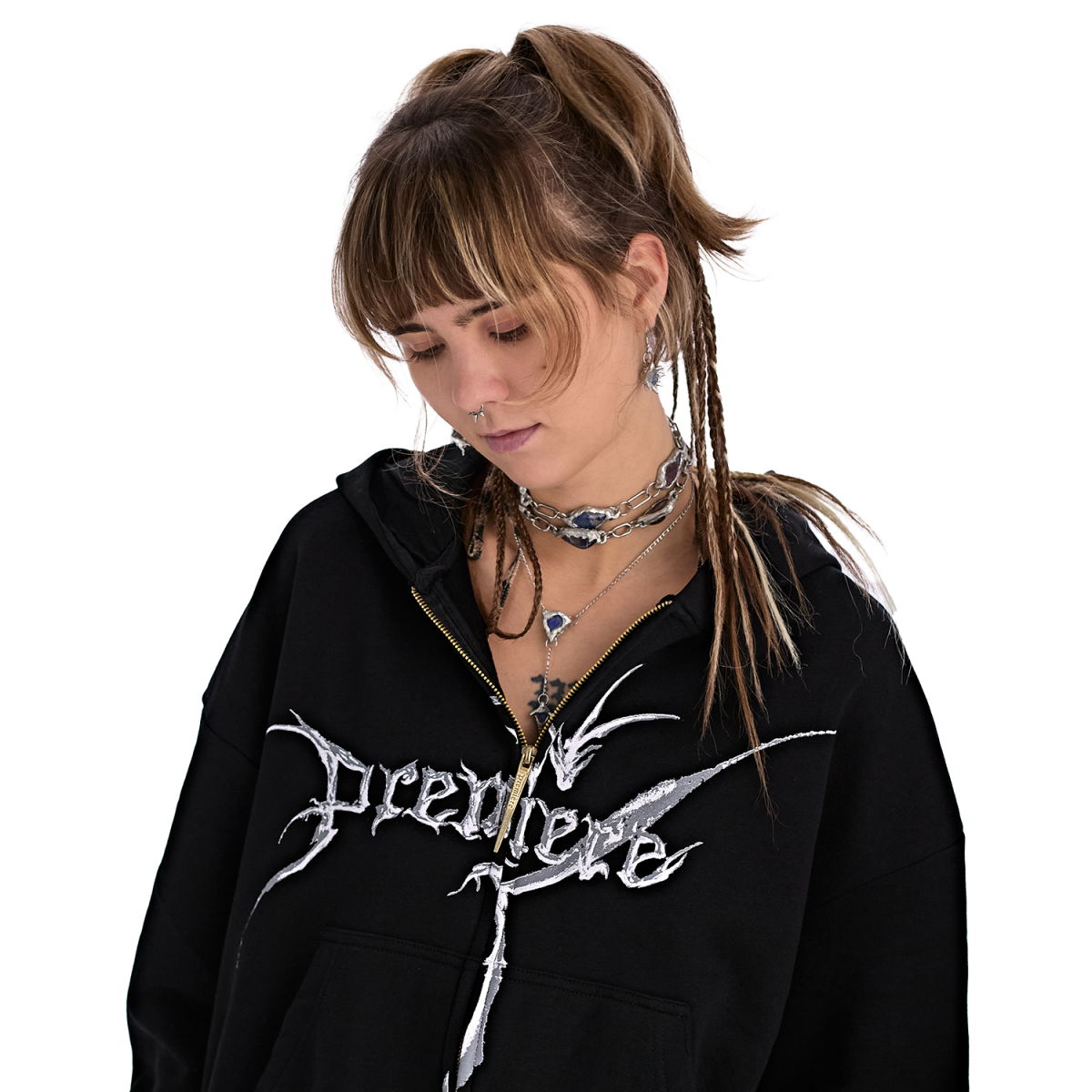 STRANGER ZIP HOODIE BLACK