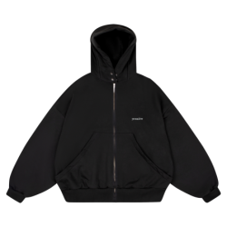 WIDE CUT BASIC ZIP HOODIE BLACK