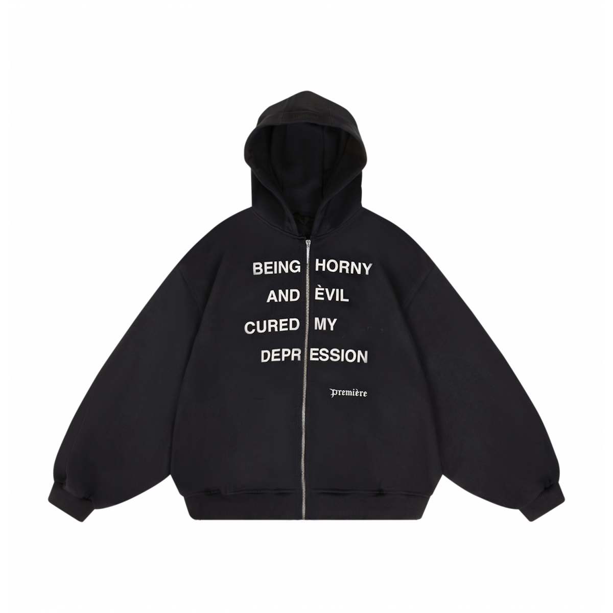 DEPRESSION ZIP HOODIE BLACK