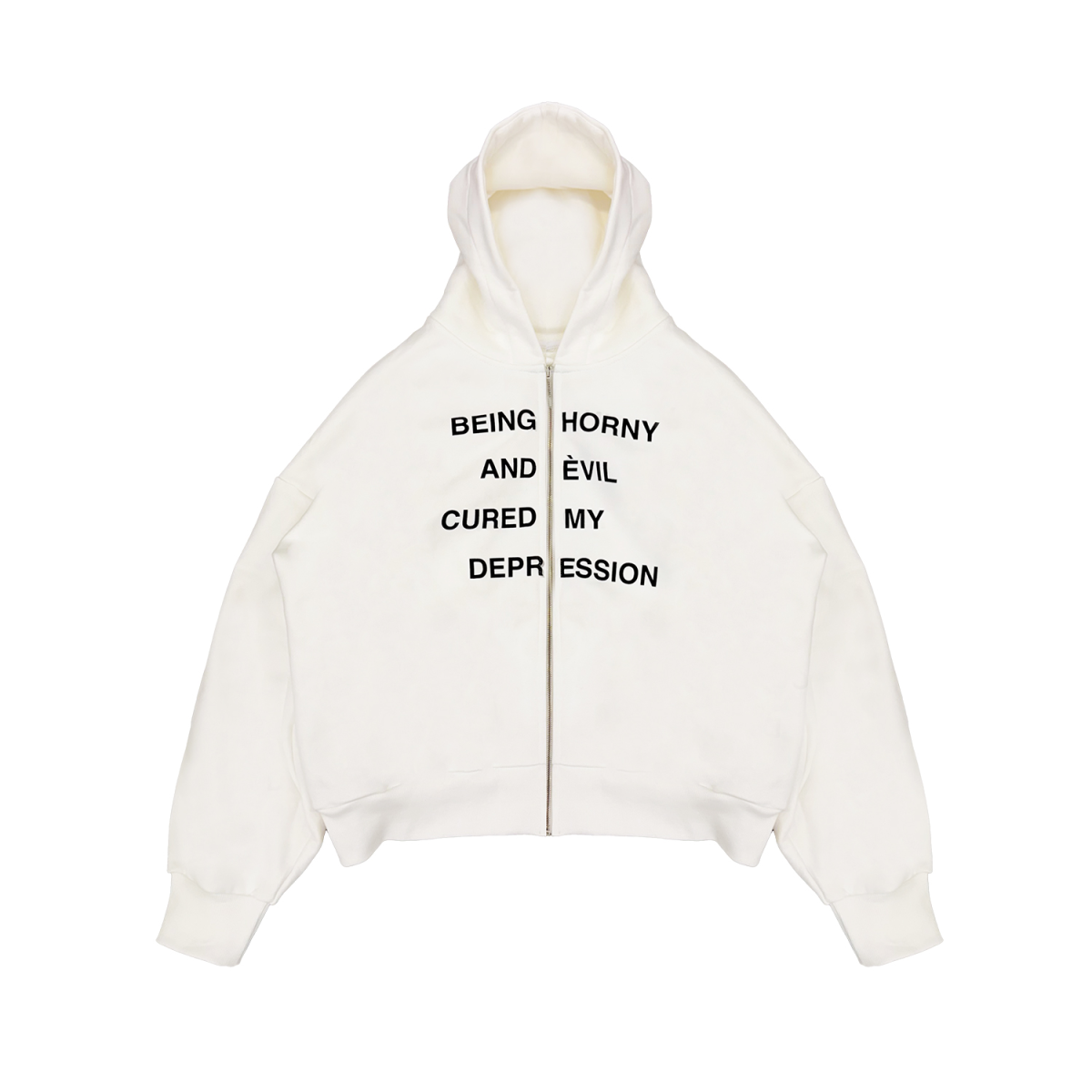 DEPRESSION ZIP 500GSM HOODIE OFF-WHITE