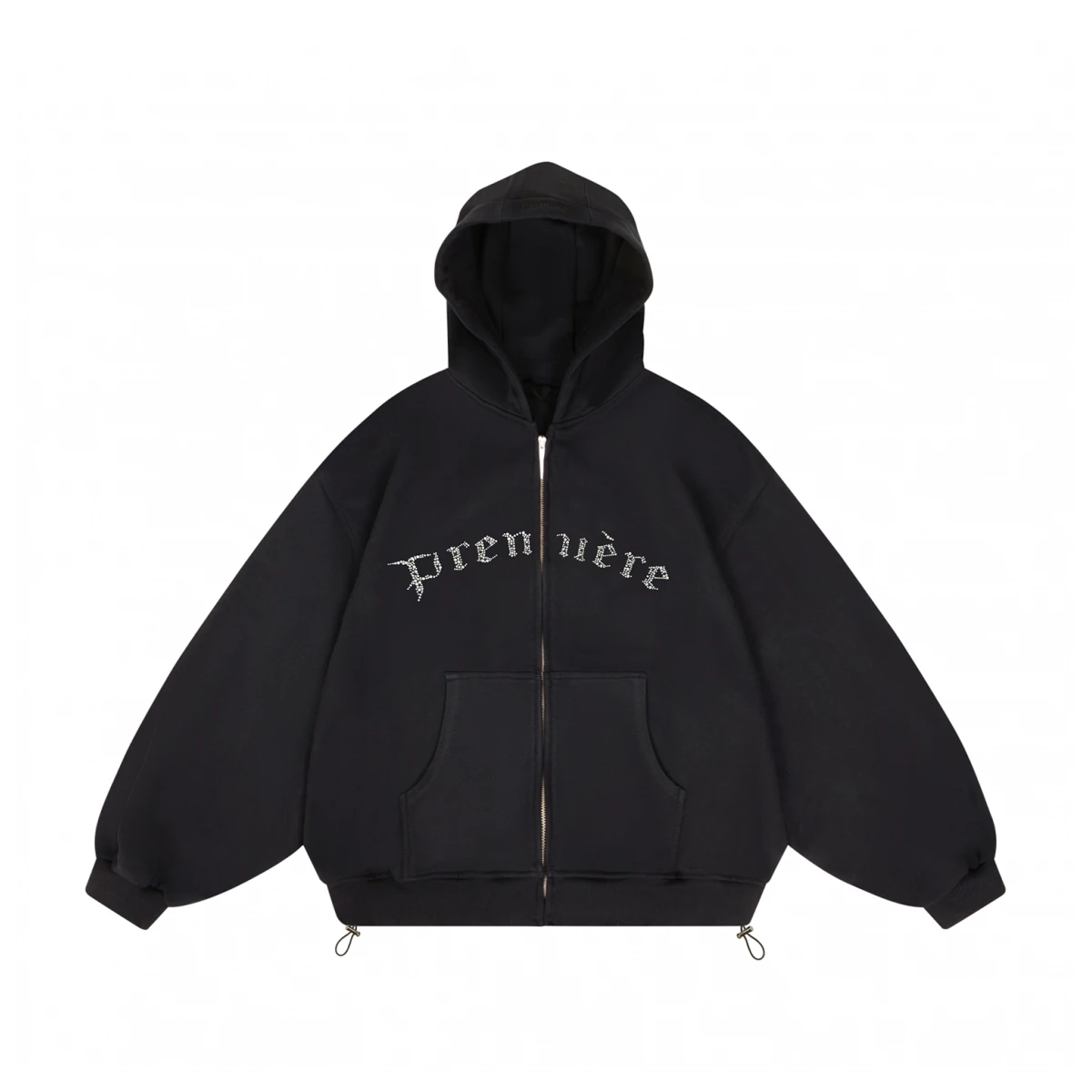 SPARKLE ZIP HOODIE BLACK