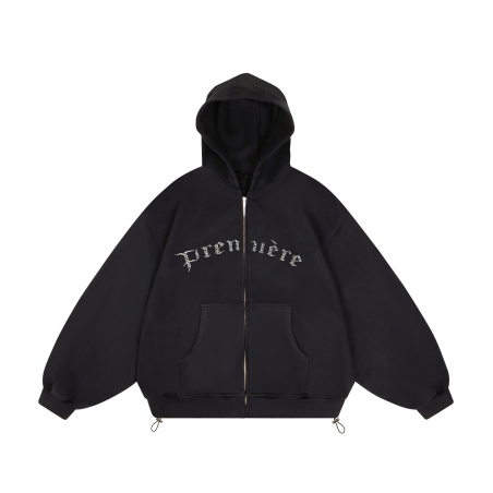 SPARKLE ZIP HOODIE BLACK