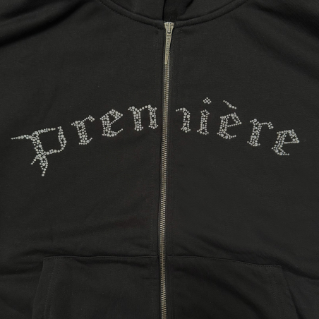 SPARKLE ZIP HOODIE BLACK