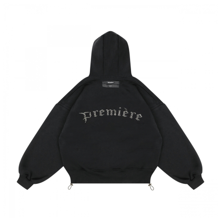 SPARKLE ZIP HOODIE BLACK