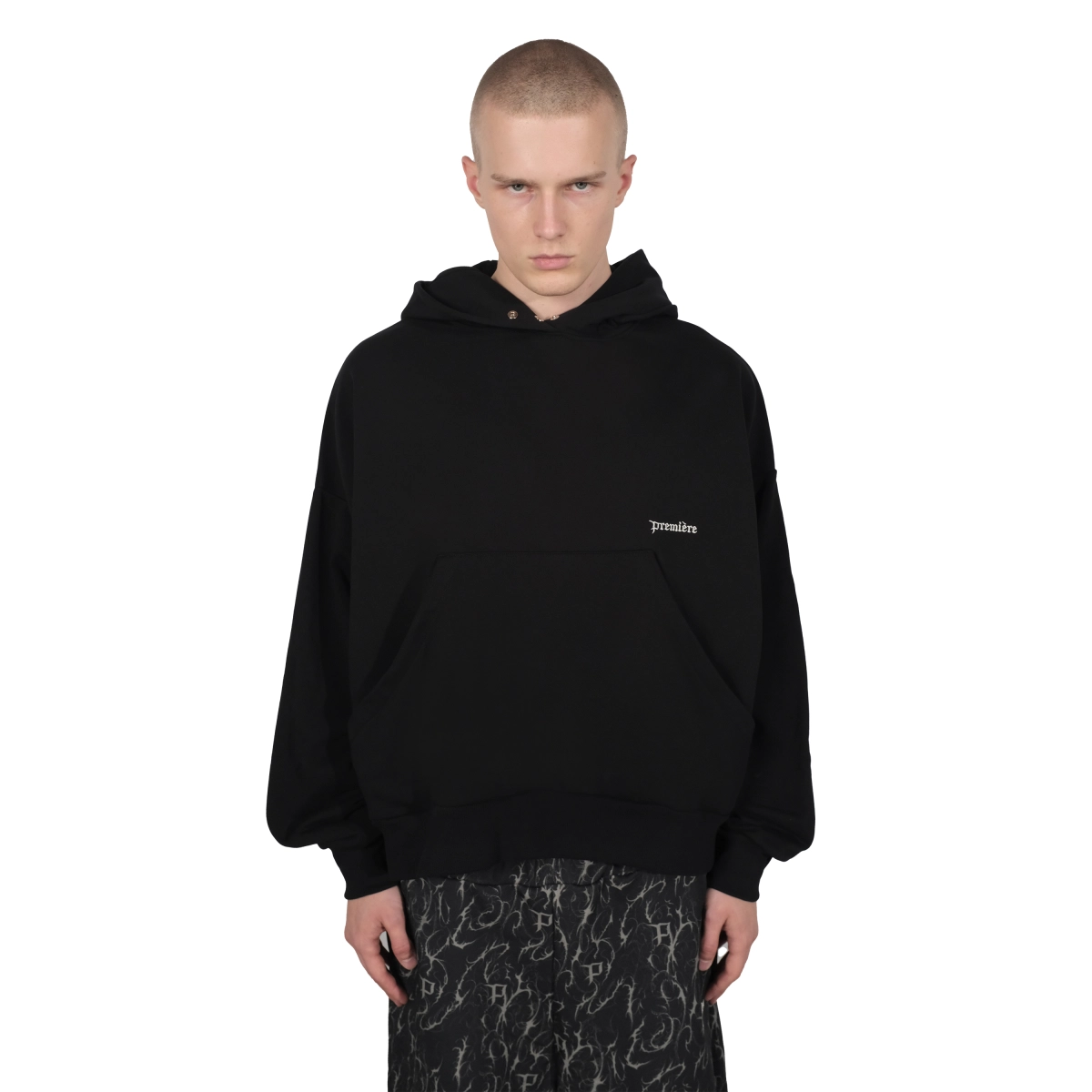 WIDE CUT BASIC HOODIE BLACK