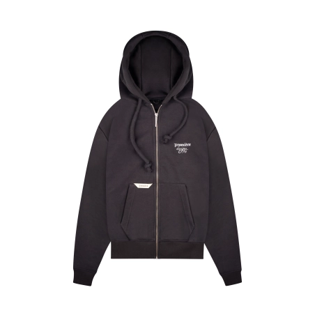 BASIC ZIP REGULAR CUT HOODIE BLACK