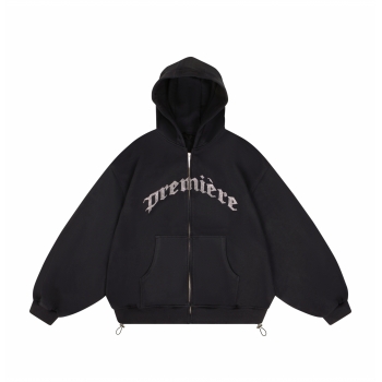 SPARKLE ZIP HOODIE BLACK