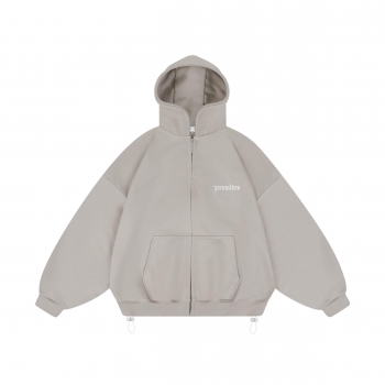 LOGO ZIP HOODIE BEIGE