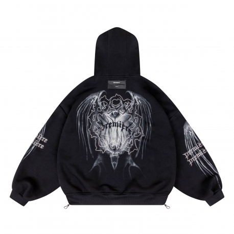 BAT 600GSM HOODIE BLACK