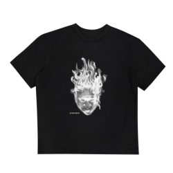 HEAD WITH FLAMES TEE BLACK
