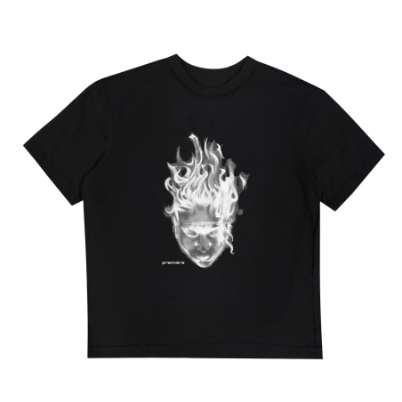 HEAD WITH FLAMES TEE BLACK