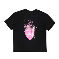 HEAD WITH FLAMES PINK TEE