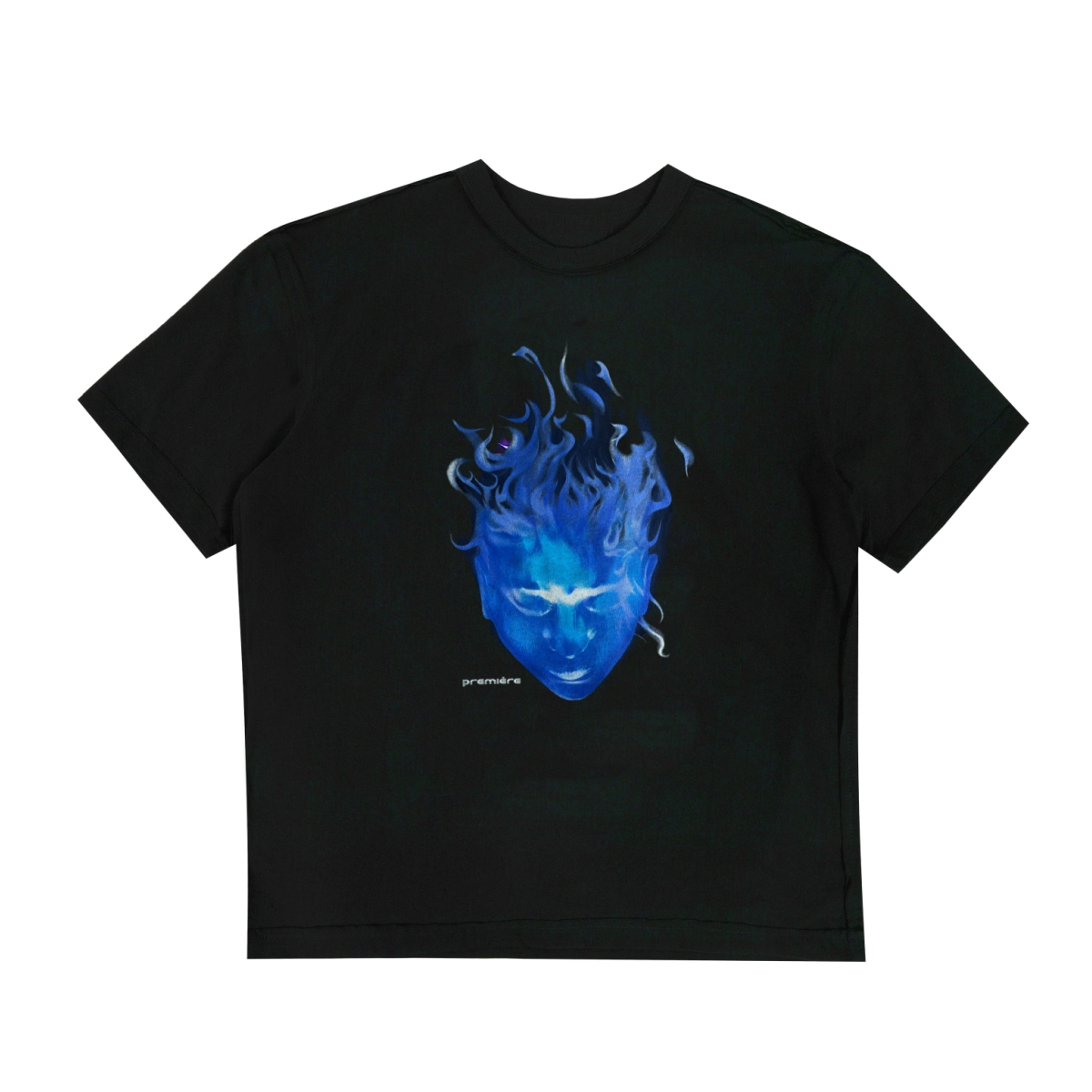 HEAD WITH FLAMES BLUE TEE