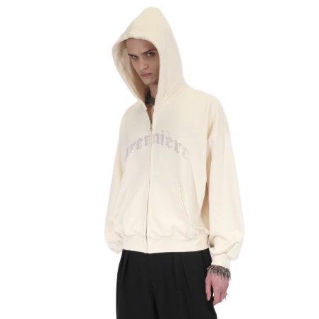 SPARKLE ZIP HOODIE CREAMY