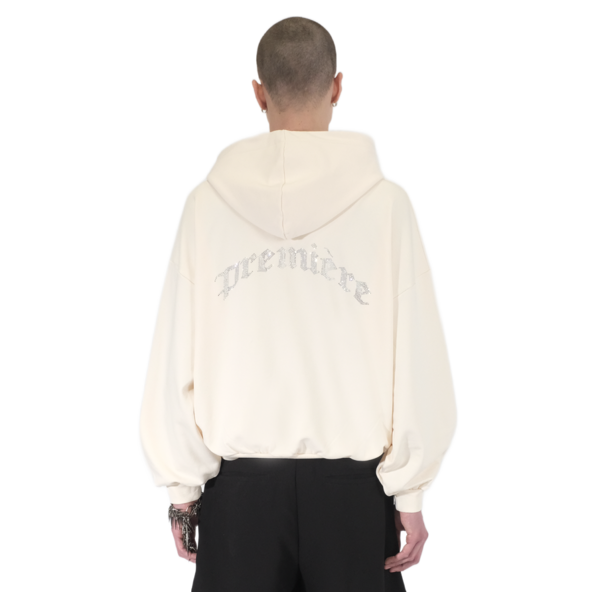 SPARKLE ZIP HOODIE CREAMY