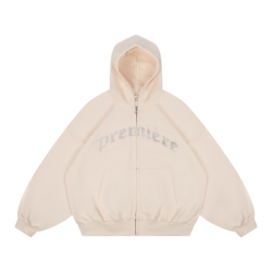 SPARKLE ZIP HOODIE CREAMY
