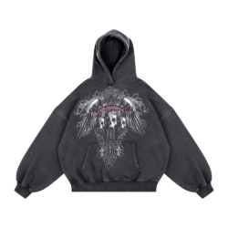 GOTHIC HOODIE WASHED BLACK