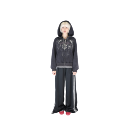 GOTHIC ZIP HOODIE WASHED BLACK