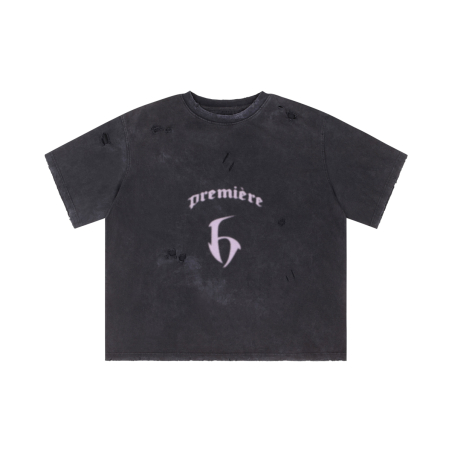 6 TEE DISTRESSED WASHED BLACK