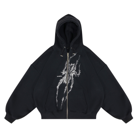 SPIDER ZIP HOODIE BLACK